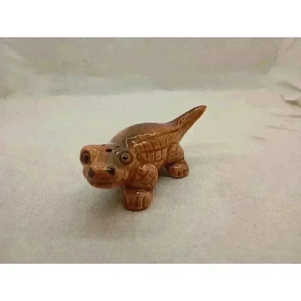 ALLIGATOR Salt Shaker vintage 1940s 1950s brown ceramic Home Decor Cute Japan